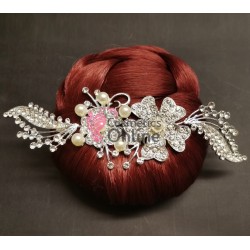 Tiara Ti069A argintie pentru mirese cu crystale si perle